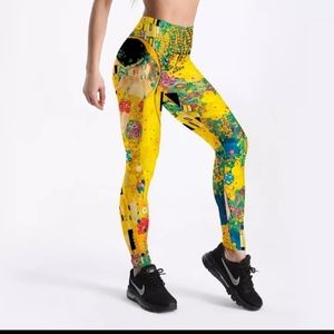 Printed Love Retro Painting Leggings